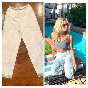 Tie dye pastel lounge pants lace trim poolside s